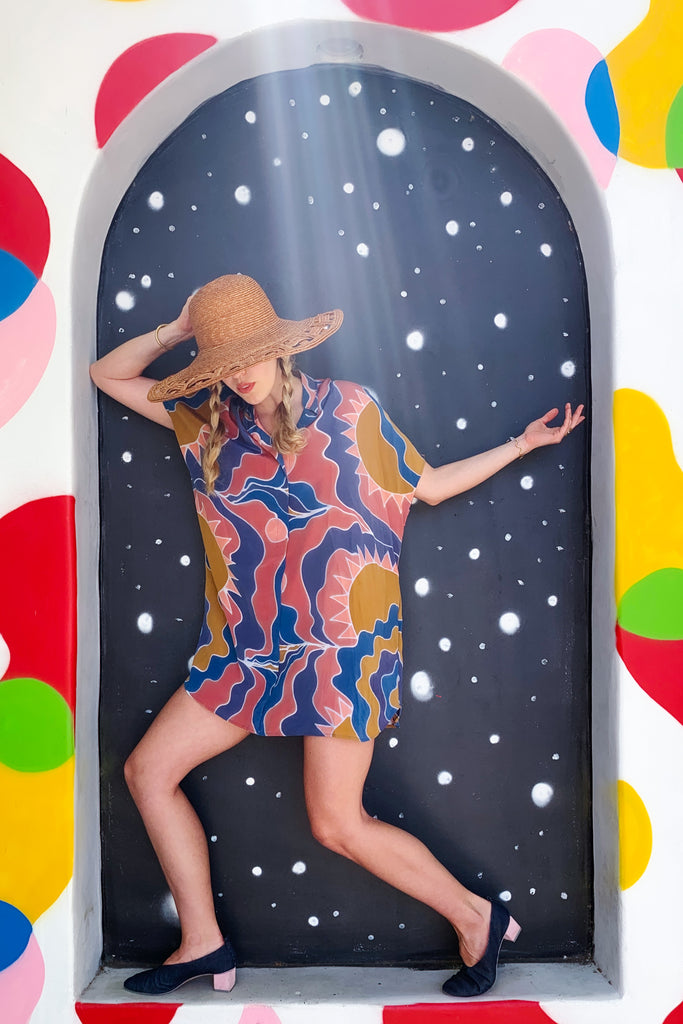 colorful shirt dress Swing Abstract Watercolor Print 13% Nylon. Womens Next Multi Tropical Print