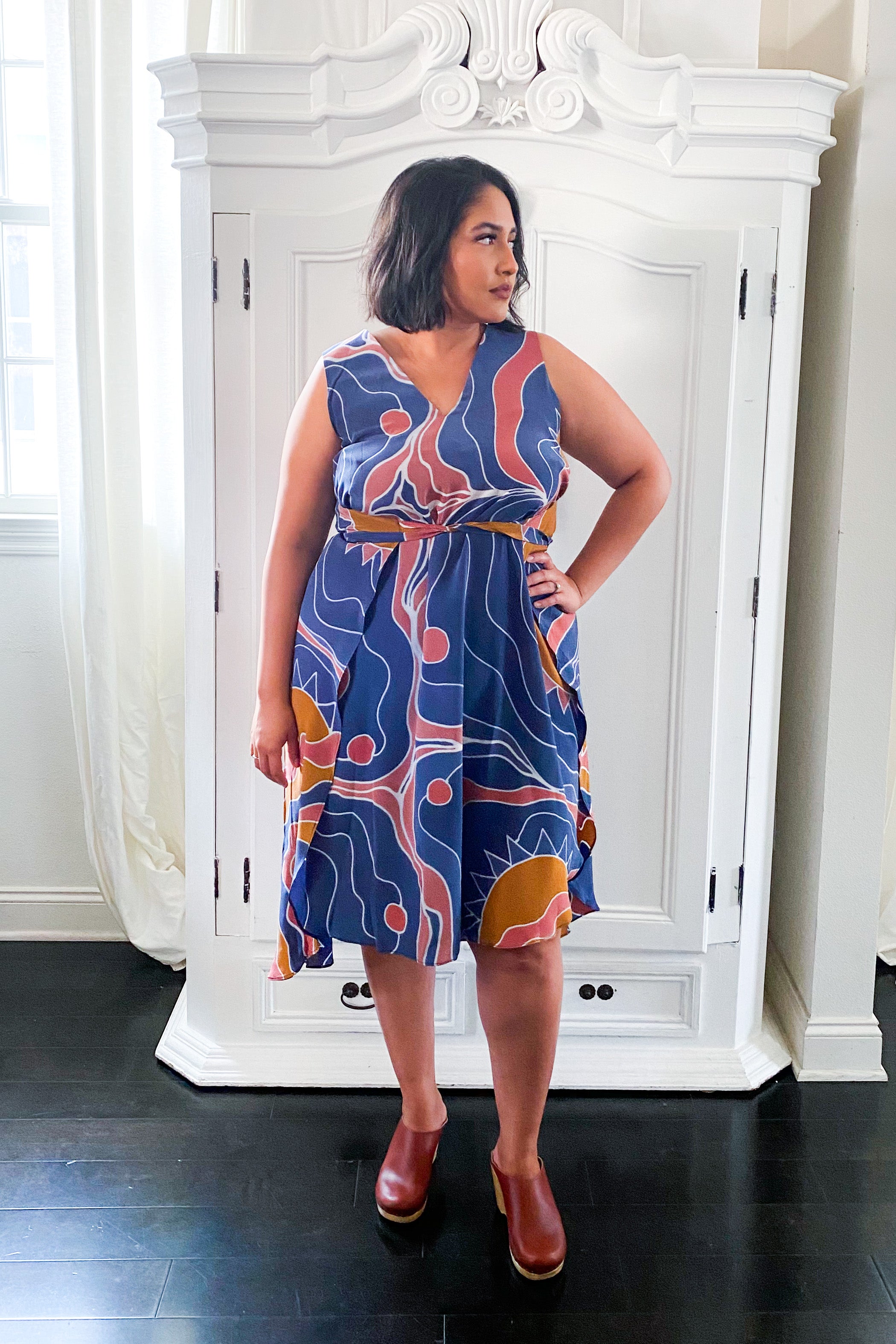 hand painted silk dresses Riviera Wrap Dress in Sleeveless gown HAND PAINTED