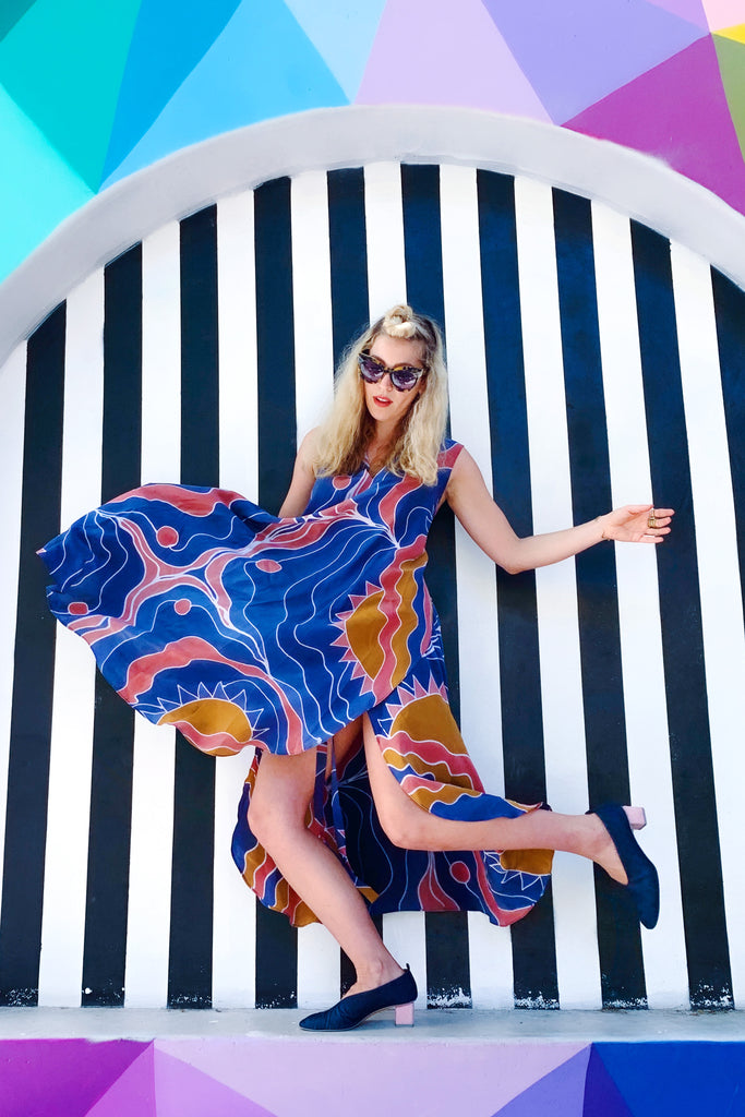 painted silk dress Riviera Wrap Dress in Hand Painted Silk