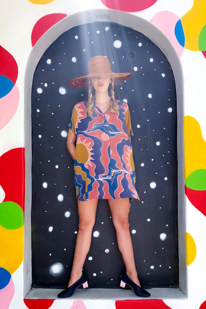 hand painted silk dresses Avasa Hand-painted Pichhwai Silk Dress