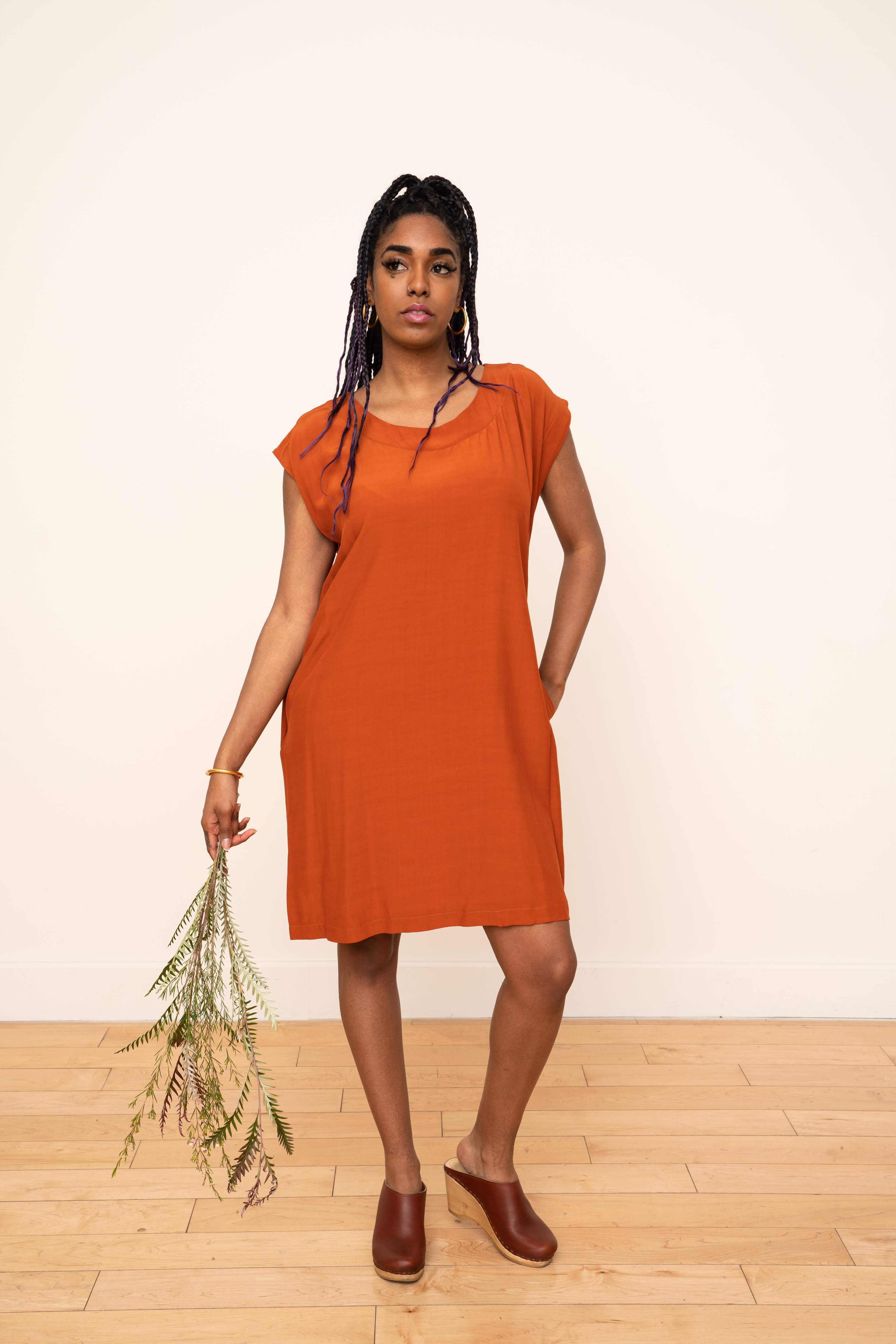 Rust shift dress new arrivals