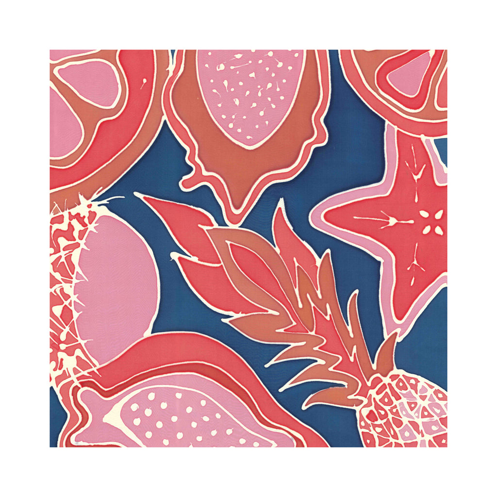 Hand Painted Silk Scarf-Tropical Fruits